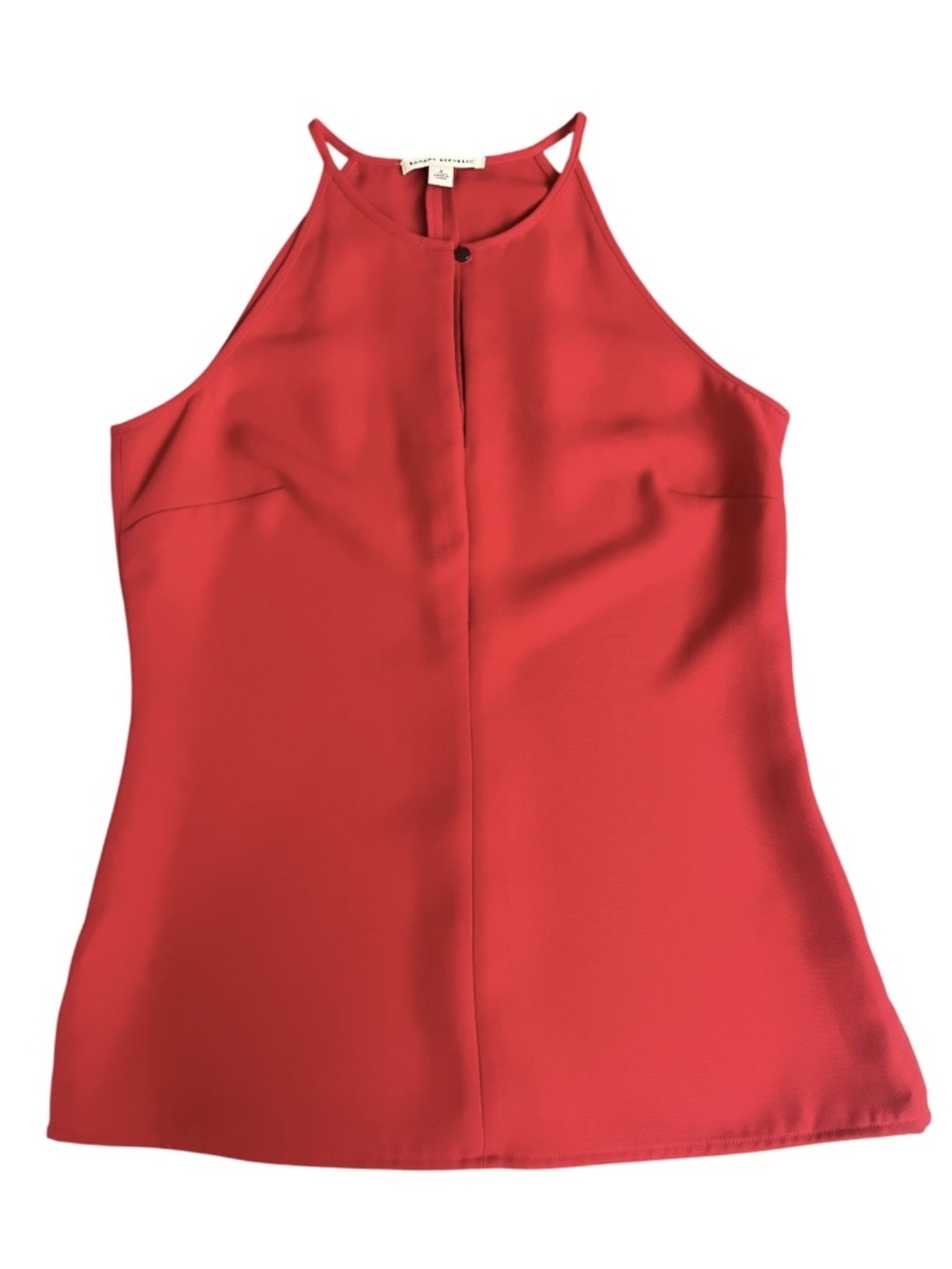 Banana Republic Blouse Womens Size 4 Cherry Red Sleeveless Keyhole Side Zipper